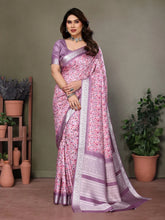Handloom Silk Lavender Pashmina Digital Print Saree With Unstiched Blouse Piece-MWPK-299-LAVENDER